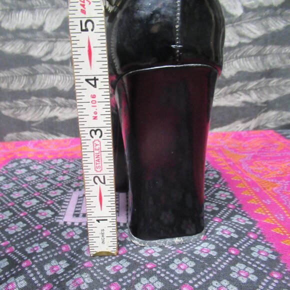 Goth Black Patent Leather Chunky Platform Heel Mary Jane Shoes *Flawed* - Picture 12 of 12